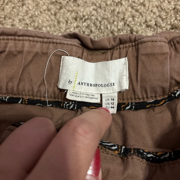 Anthropologie 4Ellie Embroidered Brown Utility Pants Size 12 - Picture 5 of 9